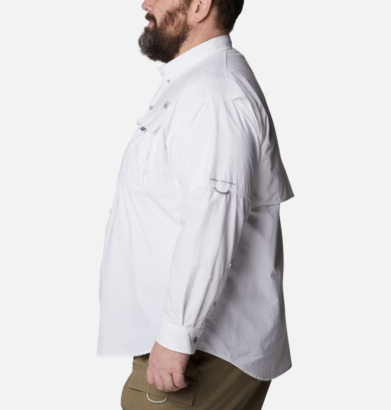 Men's Columbia PFG Bahama II Long Sleeve Shirts White | Plus Size CA-WA016